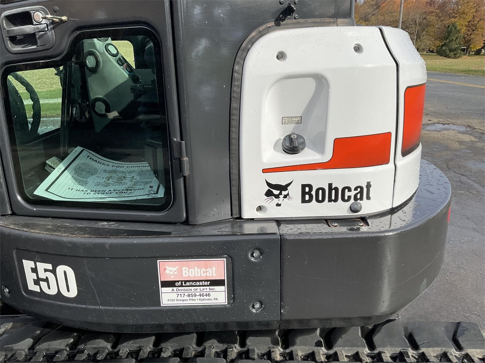 2012 Bobcat E50 — fuel fill and rear cowling