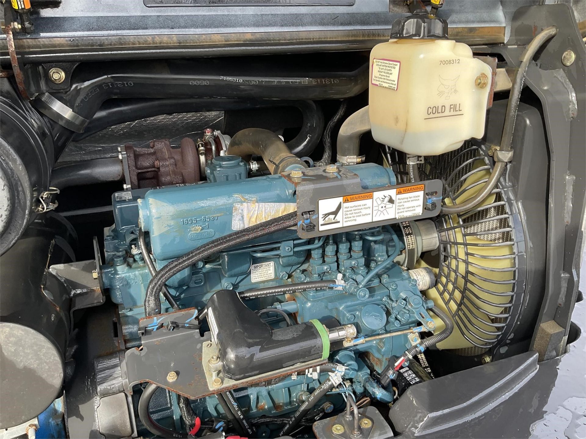 2012 Bobcat E50 — Kubota diesel engine bay