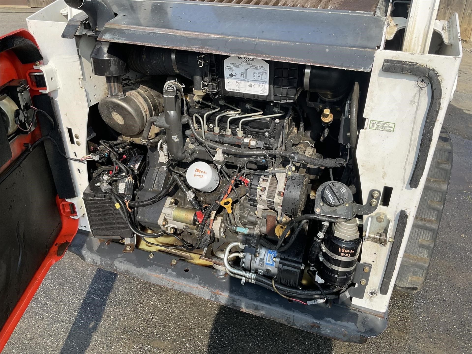 2014 Bobcat T590 — Kubota diesel engine bay